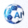 AI足球预测网站标志 - 一个带有足球和AI芯片图案的现代Logo